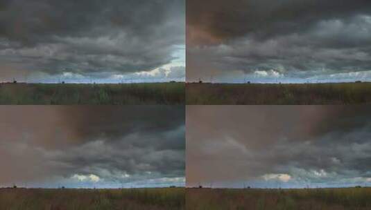 风暴云在田野上的时间推移高清在线视频素材下载