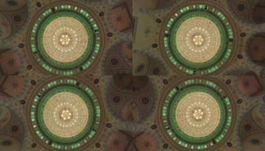 清真寺穹顶处的室内装饰高清在线视频素材下载
