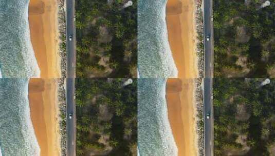 4K航拍海南万宁日月湾海边椰林公路高清在线视频素材下载