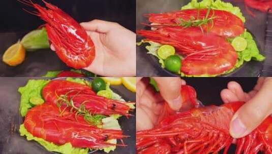 红魔虾 进口海鲜高清在线视频素材下载
