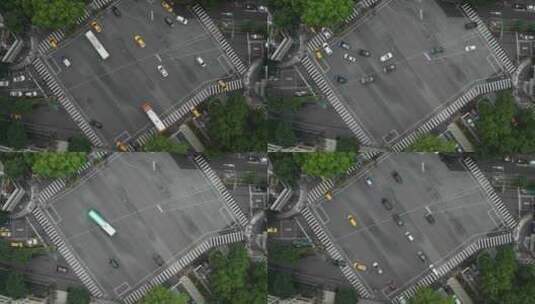 红绿灯路口车流城市十字路口车辆穿梭延时高清在线视频素材下载
