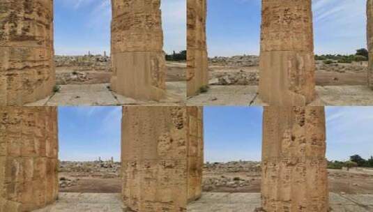 古神庙柱子特写高清在线视频素材下载
