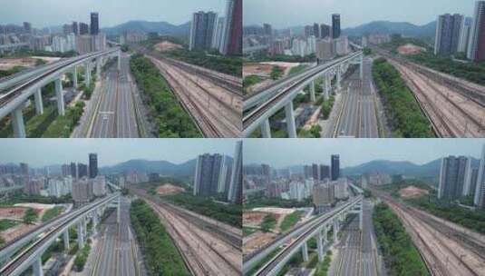 深圳北站轨道交通及周边城市建筑高清在线视频素材下载