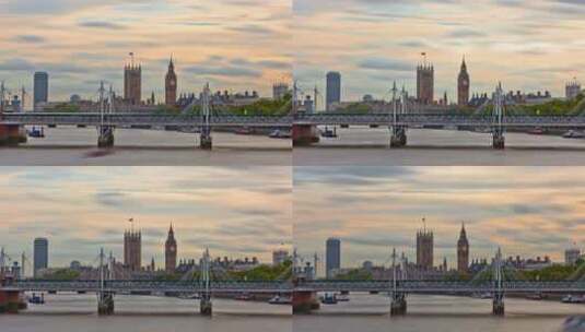 大本钟和大桥的延时拍摄高清在线视频素材下载