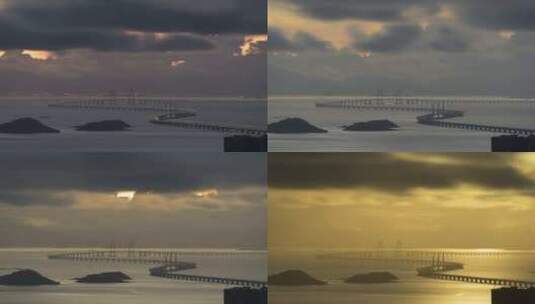 港珠澳大桥金光高清在线视频素材下载
