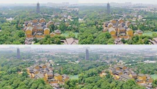 航拍扬州观音山大明寺栖灵塔景区高清在线视频素材下载