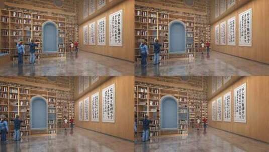 图书馆展览馆室内装修动画高清在线视频素材下载