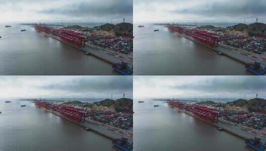 上海港口繁忙作业航拍延时高清在线视频素材下载