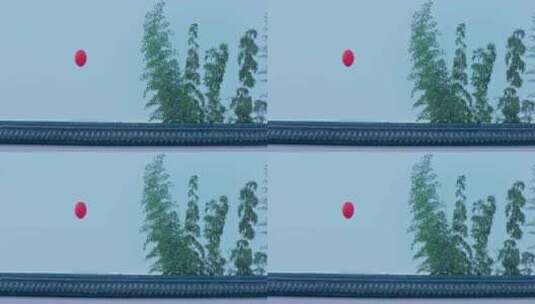中国风庭院围墙红气球飘动高清在线视频素材下载