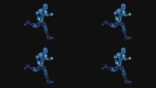 科技点线蓝色粒子人物奔跑动画带透明通道高清在线视频素材下载