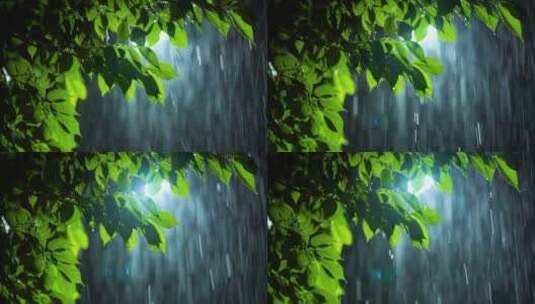 雨夜树叶高清在线视频素材下载