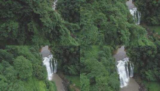 航拍雅安高叠洞瀑布自然风光高山流水高清在线视频素材下载