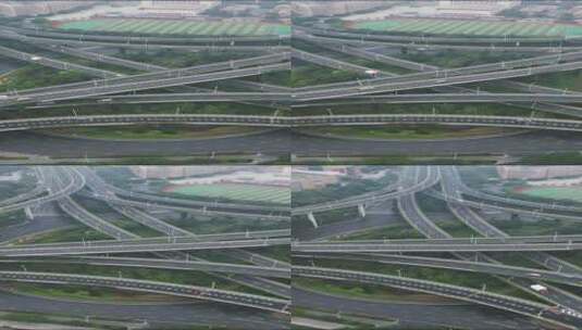 城市高架立交桥交通竖屏航拍高清在线视频素材下载