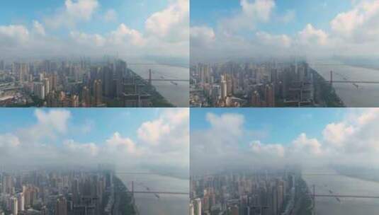 武汉江滩和长江大桥风光高清在线视频素材下载