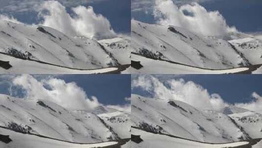 温暖天气产生的热波纹下的雪山脊高清在线视频素材下载
