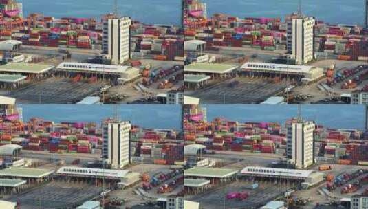航拍深圳盐田港物流进出口集装箱港口码头高清在线视频素材下载