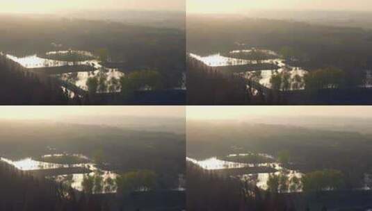 航拍西沙明珠湖湿地公园景观风景区高清在线视频素材下载
