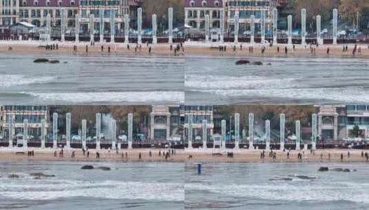 海边成群的海鸥高清在线视频素材下载