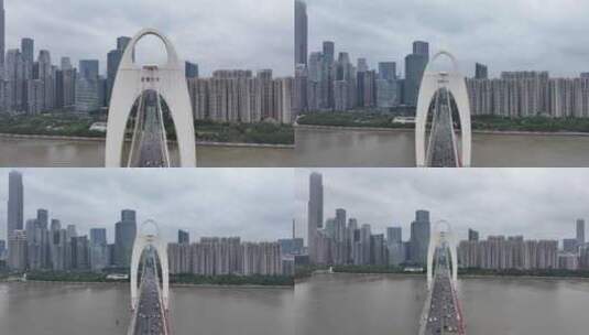 广州猎德大桥珠江新城航拍高清在线视频素材下载