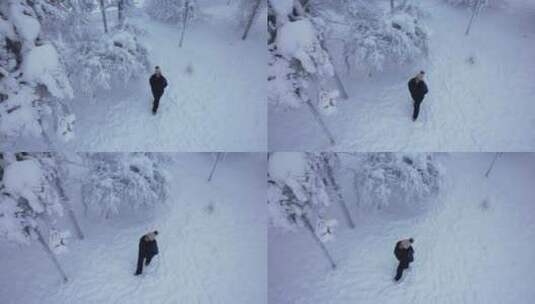 芬兰北极圈拉普兰白雪皑皑的冬季仙境中，女高清在线视频素材下载