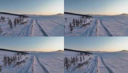 山野雪原冰雪道路高清在线视频素材下载