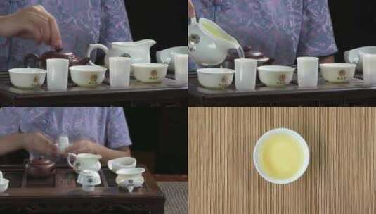 古装美女沏茶泡茶茶艺喝茶分茶高清在线视频素材下载