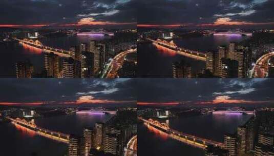 湖南长沙城市高架桥车流湘江福元路大桥高清在线视频素材下载