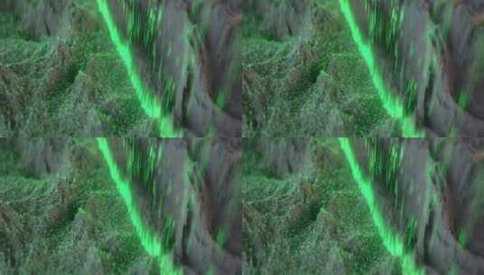 绿色波浪光迹。抽象数字连接技术背景。无缝高清在线视频素材下载