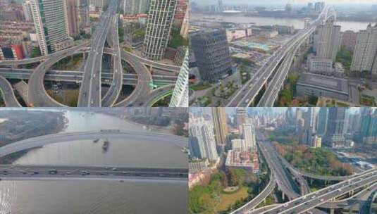 上海黄浦区延安东路立交桥车流延时城市风景高清在线视频素材下载