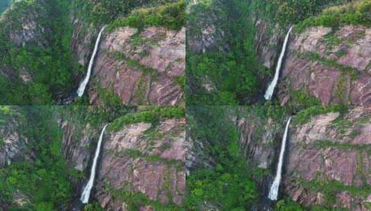 庐山秀峰瀑布夏季水量充沛航拍高清在线视频素材下载