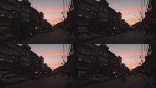尼泊尔黄昏街道高清在线视频素材下载