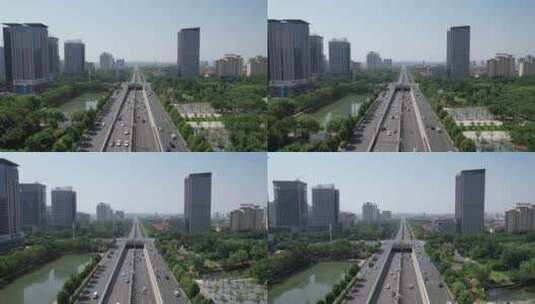 河南洛阳城市交通航拍高清在线视频素材下载