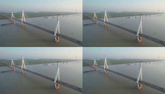 湖南省岳阳市洞庭湖大桥4k航拍高清在线视频素材下载