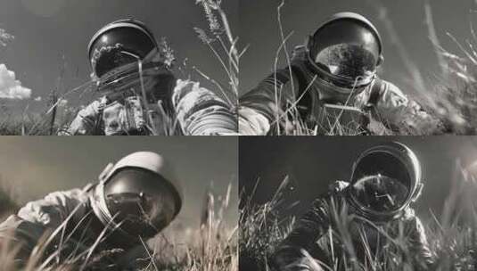 宇航员黑白高清在线视频素材下载