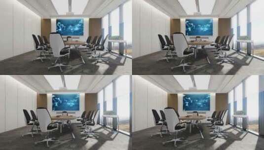 3d动画办公楼会议室接待室多媒体室_017高清在线视频素材下载