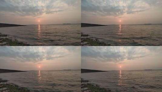 湖面像晚霞日落实拍高清在线视频素材下载
