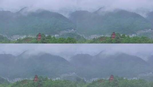 4k湖南湘西凤凰古城烟雨航拍高清在线视频素材下载