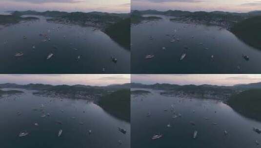 日出时科莫多岛港口的鸟瞰图，弗洛雷斯，印高清在线视频素材下载