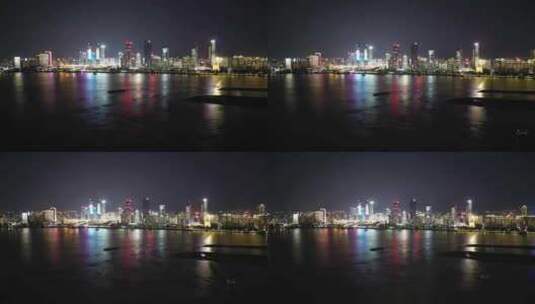 航拍江西南昌红谷滩新区夜景高清在线视频素材下载