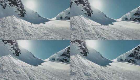 结组登山冰川行走高清在线视频素材下载