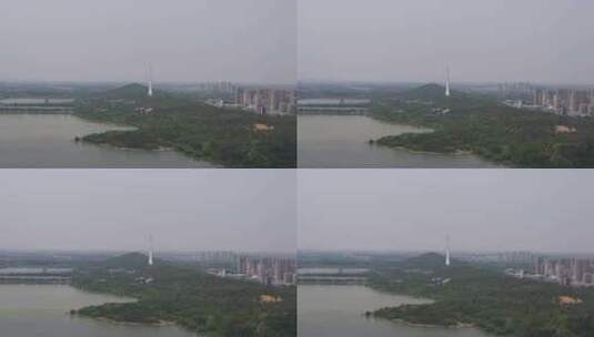 安徽蚌埠城市公园绿化植物航拍高清在线视频素材下载