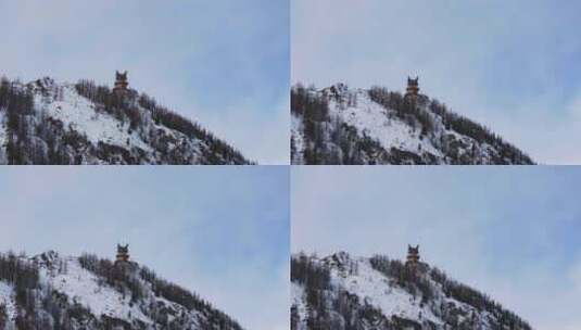 冬季喀纳斯河流晨雾雪山森林冰河观鱼台雪景高清在线视频素材下载