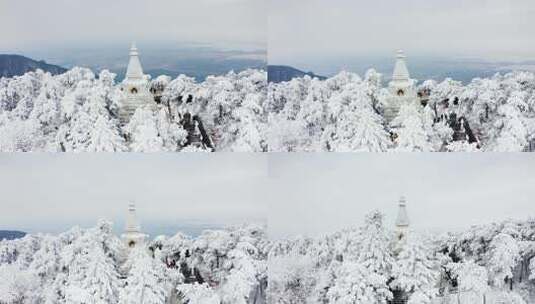 雪后庐山的古寺高清在线视频素材下载