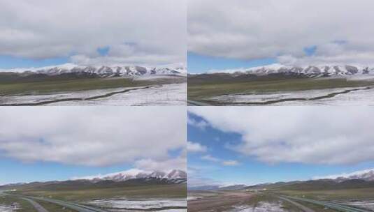 航拍青藏高原青海祁连山脉天境祁连雪山雪景高清在线视频素材下载