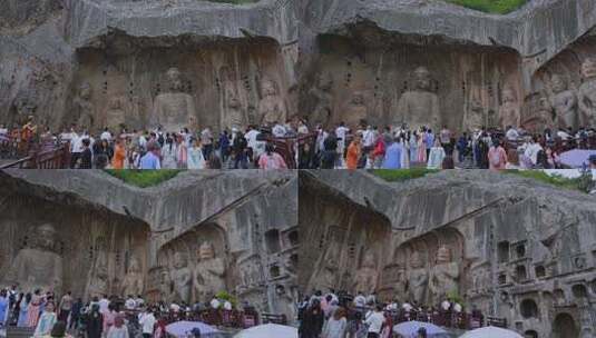 洛阳旅游龙门石窟卢舍那大佛升格慢镜头高清在线视频素材下载