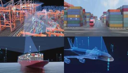 现代化科技感转场码头国际贸易进出口货运高清AE视频素材下载