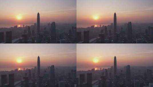 深圳黄昏日落航拍高清在线视频素材下载