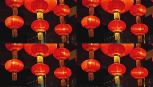 南京夫子庙老门东景区过年氛围中国红灯笼高清在线视频素材下载