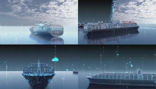 科技智慧数字港口集装箱码头高清在线视频素材下载