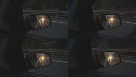 傍晚高架路山路倒车镜反射高清在线视频素材下载